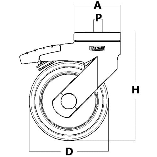 テンテキャスター 樹脂キャスター“LEVINA”(エラストマー車輪) φ150 自在式(方向ロック付) 5371PJP150P30-13 1個