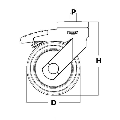 テンテキャスター 樹脂キャスター“LEVINA”(エラストマー車輪) φ100 自在式(トータルロック付) 5377PJP100P30-13 1個