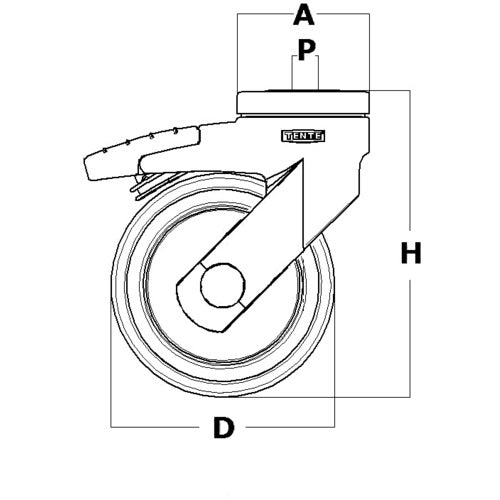 텐테 캐스터 수지 캐스터 “LEVINA”(엘라스토머 바퀴) φ150 자재식(총 록 부착) 5377PJP150P30-13