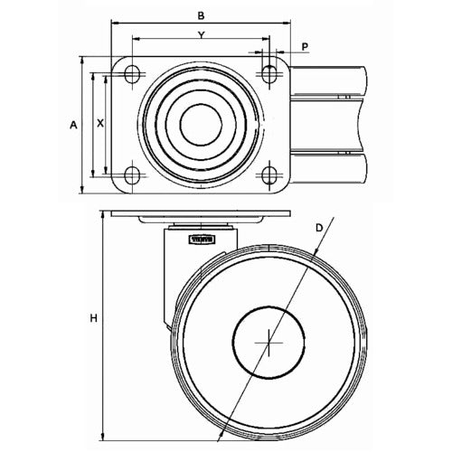 텐테 캐스터 고성능 선회 쌍륜 캐스터 “LINEA”(우레탄 바퀴) φ150 자재식 5940UAP150P63 1개
