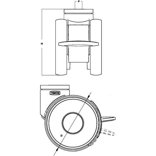 テンテキャスター 高性能旋回双輪キャスター“LINEA”(ポリウレタン車) φ100 自在式(トータルロック付) 5947UAP100P30-13 1個