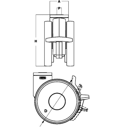Tente Caster High-performance swivel double-wheel caster "LINEA" (polyurethane wheels) φ125 Swivel type (with total lock and directional lock) 594CUAP125P30-13 1 piece