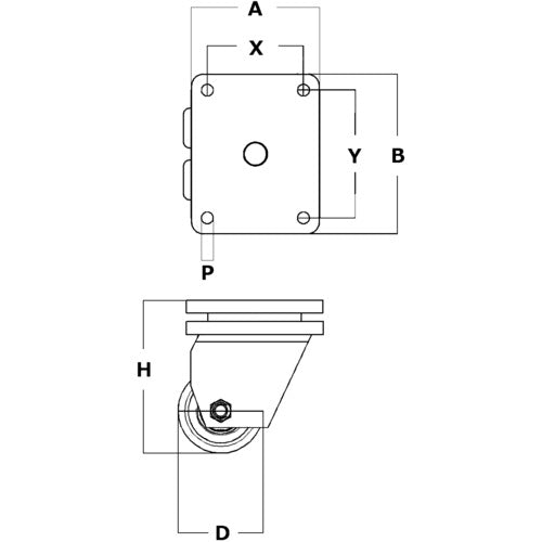 텐테 캐스터 저상식 초중하중용 쌍륜 캐스터 “OMIKRON TWIN”(강화 나일론 차) φ100 자재식 9950MOP100P65 1개