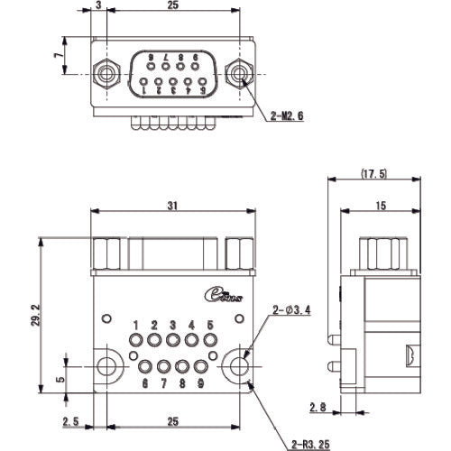 Einz D-SUB & Probe Connector Tool Side OX-DPS09A-I 1 piece