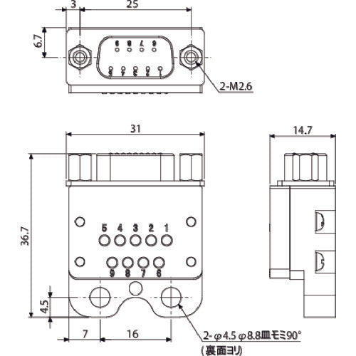 Einz D-SUB & Probe Connector, Robot Side OXR-DPS09 1pc