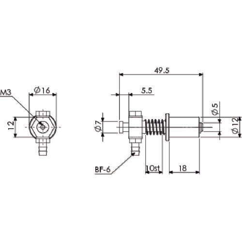 Einz Suction Fittings Mini Attachment Fitting φ12mm VFIL2-SS-10-P12 1 pc