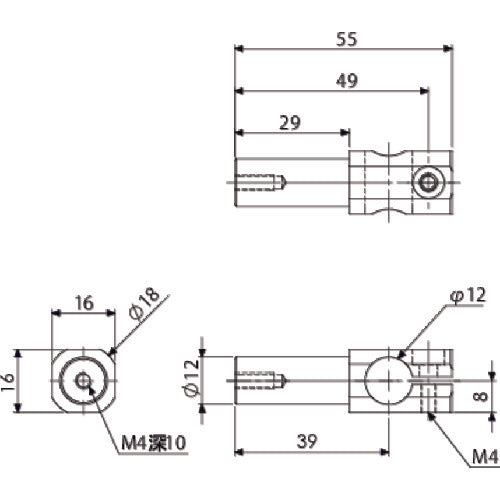 Ainz Rotation Bracket, φ12, 12AL N01864-301L 1 pc