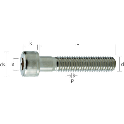 TRUSCO Hexagonal Socket Bolt Nickel Plated Half Thread M5 x 45 16 Pieces / Cap Bolt (CAP) Y154-0545 1 PK
