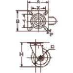 유에이 플레이트식 자재 캐스터 모노머 캐스트 나일론 바퀴 지름 100mm J타입 J형 설치 치수 74×74(67×67) MCBJ-100 1개