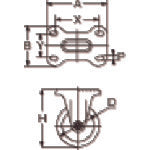 YUEI Plate-type Fixed Caster Monomer Cast Nylon Wheel Diameter 100mm J-type K-type Mounting Dimensions 80 x 45 MCBK-100 1 pc