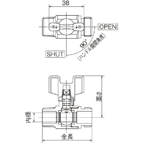 オンダ製作所 AE6型ボールバルブ R1/2 × ナット付アダプター(G1/2) AE6-13M 1 個