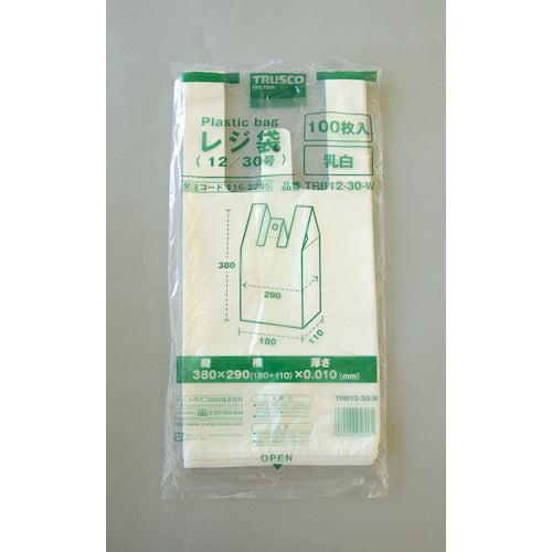 TRUSCO レジ袋 12/30号 380X290(180)mm 乳白 100枚入 TRB12-30-W 1 袋