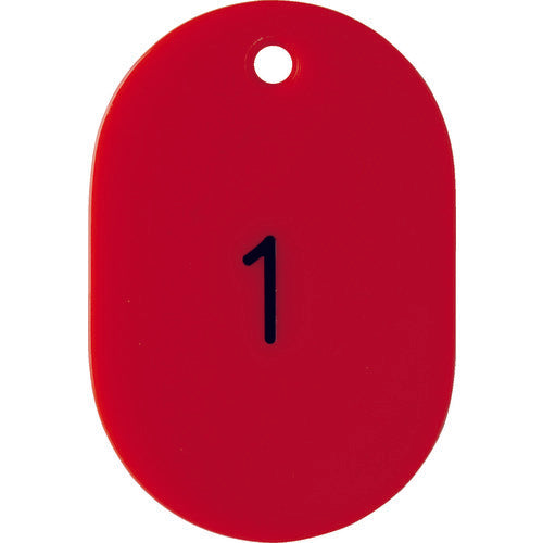 TRUSCO Numbered Oval Bills Large 60X40 1-25 Red THFL-0125-R 1 Box