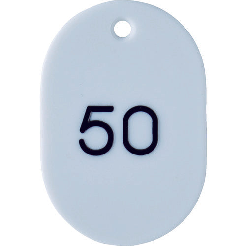 TRUSCO 番号入小判札 大 60X40 26〜50 白 THFL-2650-W 1 箱