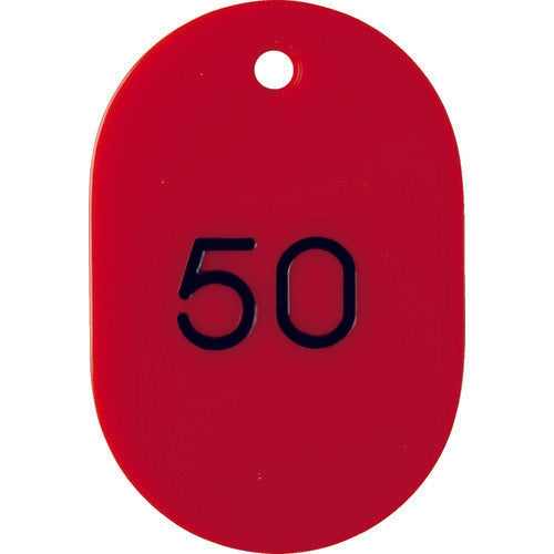 TRUSCO Numbered Oval Bills Large 60X40 26-50 Red THFL-2650-R 1 Box