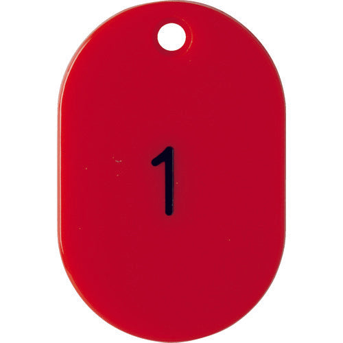 TRUSCO 番号入小判札 小 45X30 1〜25 赤 TKFS-0125-R 1 箱