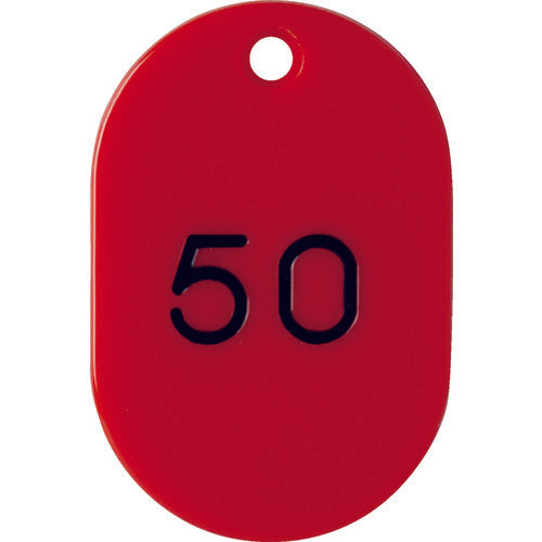 TRUSCO 番号入小判札 小 45X30 26〜50 赤 TKFS-2650-R 1 箱