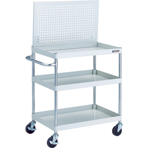 TRUSCO Tool Wagon Phoenix Wagon, Noise-reducing, 750 x 500 x H880, 3 Tiers, Upper Punching Panel, White, PEW-P973-W, 1 Unit