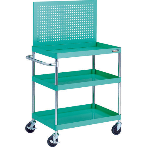 TRUSCO Tool Wagon Phoenix Wagon, Noise-reducing, 750 x 500 x H880, 3-tier, Upper Punching Panel, Young Green, PEW-P973-YG, 1 Unit