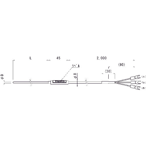 TRUSCO 温度センサー Pt100Ω測温抵抗体 1.6mmX100mm OSPT-161100Y 1本