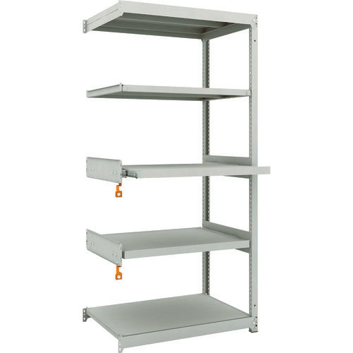 TRUSCO スチールラック M1.5型軽中量棚 860X595XH1800 5段うちスライド2段 単体 M1.5-6363M2B 1台