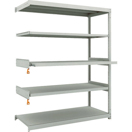 TRUSCO スチールラック M1.5型軽中量棚 1460X595XH1800 5段うちスライド2段 単体 M1.5-6563M2B 1台