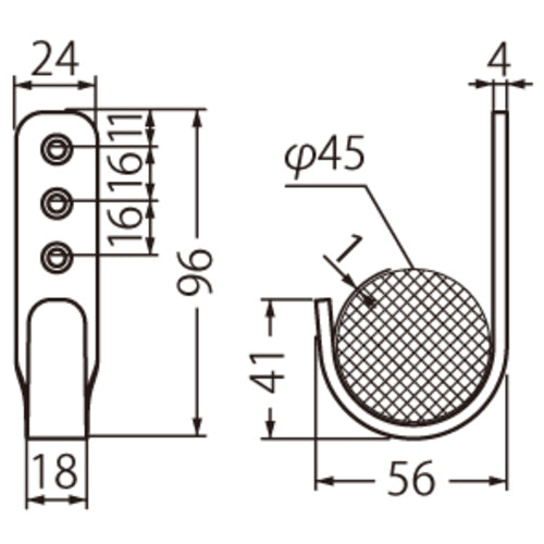 TRUSCO U型フック SUS 鏡面 56mm UH-56-SM 1 個