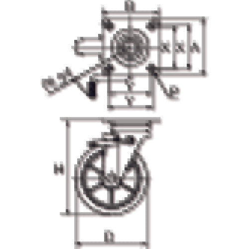 TRUSCO Pressed Nylon Wheel Rubber Caster Swivel Right Brake Sign Plate 150Φ TWRJB-150RSP 1 pc