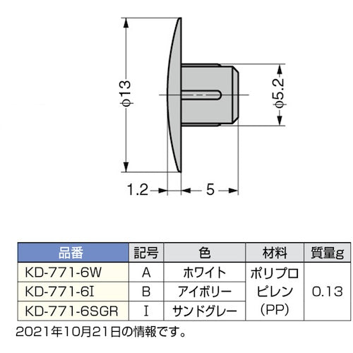 SUGATSUNE (120041054)KD−771−6I多目的穴埋めキャップ KD-771-6I 1 個