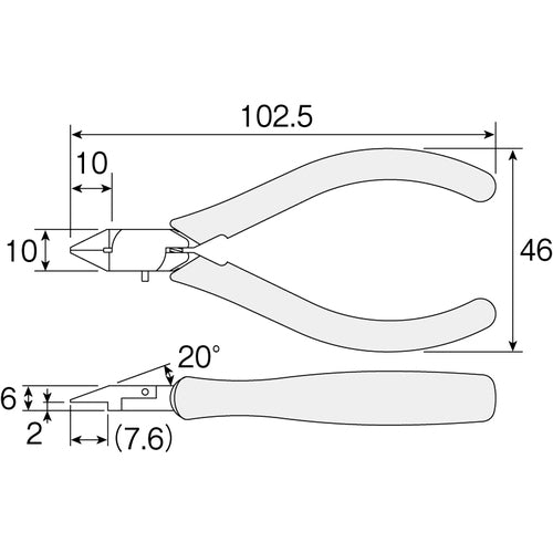 HOZAN Miniature Nipper 103mm Thin Blade N-34 1pc