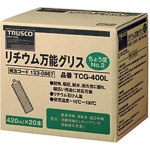 TRUSCO Lithium All-Purpose Grease #2 420ml Box of 20 TCG-400L 20 Bottles