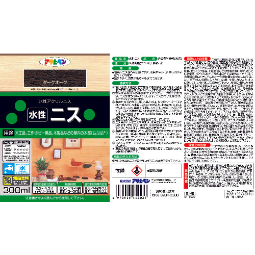 アサヒペン 水性ニス 300ML 透明(クリヤ) 442062 1缶