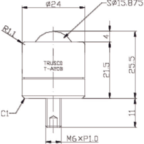 TRUSCO 볼 캐스터 절삭 가공품 상향용 스틸 볼 T-A20B 1개