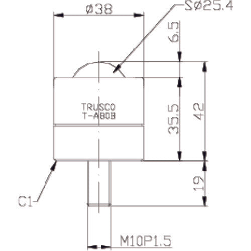 TRUSCO Ball Caster, Cutting Item, Upward Use, Steel Ball, T-A80B, 1 Piece