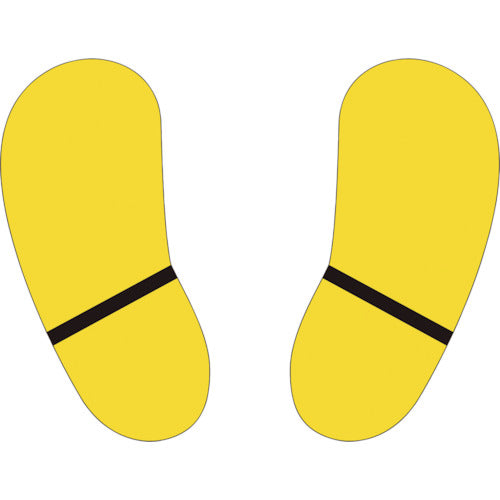 ユニット 路面貼用ステッカー 足型 黄 819-96 1組