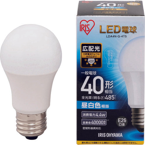 IRIS 567945 LED電球 E26広配光タイプ 40形相当 昼白色 485lm LDA4N-G-4T5 1個