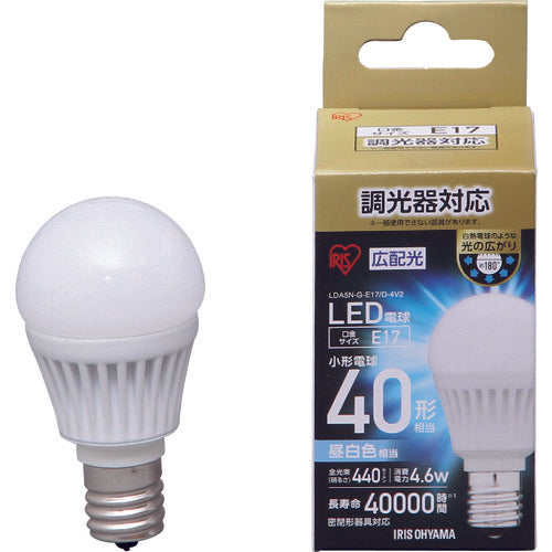 IRIS LED電球 E17広配光タイプ 調光器対応 40形相当 昼白色 LDA5N-G-E17/D-4V3 1個