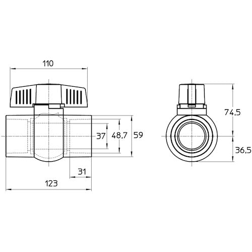 SANEI PVCボールバルブ VXH62-40-ZA 1 個