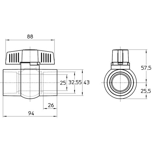 SANEI PVCボールバルブ VXH62-25-ZA 1 個