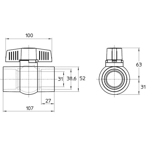 SANEI PVCボールバルブ VXH62-30-ZA 1 個