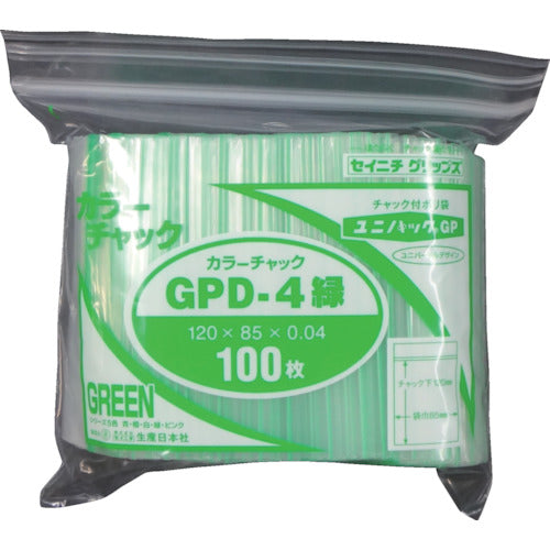セイニチ ユニパック GP D‐4 カラーチャック ミドリ GP D-4 COLOR CHAKKU MIDORI 1 袋