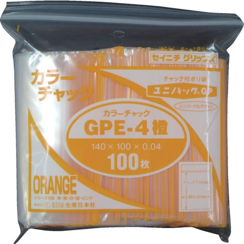 セイニチ ユニパック GP E‐4 カラーチャック ダイダイ GP E-4 COLOR CHAKKU DAIDAI 1 袋