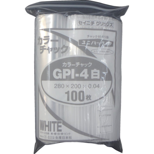 セイニチ ユニパック GP I‐4 カラーチャック シロ GP I-4 COLOR CHAKKU SHIRO 1 袋