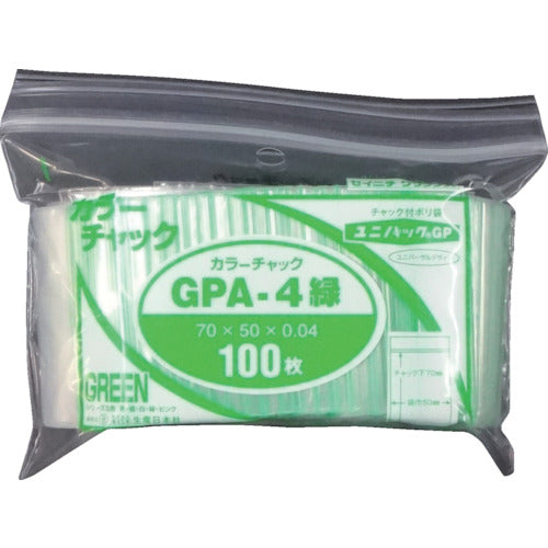 セイニチ ユニパック GP A‐4 カラーチャック ミドリ GP A-4 COLOR CHAKKU MIDORI 1 袋