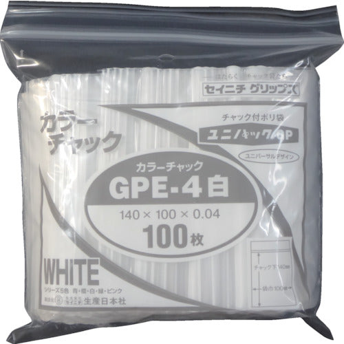 セイニチ ユニパック GP E‐4 カラーチャック シロ GP E-4 COLOR CHAKKU SHIRO 1 袋