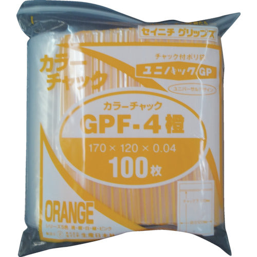 セイニチ ユニパック GP F‐4 カラーチャック ダイダイ GP F-4 COLOR CHAKKU DAIDAI 1 袋