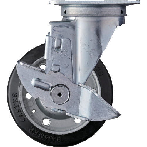 Hammer Swivel Rubber Wheel 125mm with Stopper 413S-R125 1pc