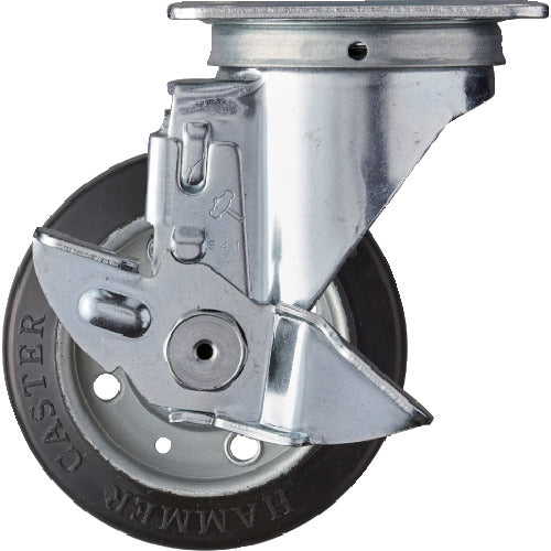 Hammer Swivel Rubber Wheel 100mm with Stopper 413S-R100 1pc