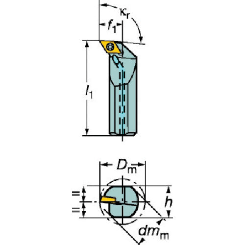 サンドビック コロターン107 ポジチップ用ボーリングバイト(210) A10K-SDUCR07 1 個