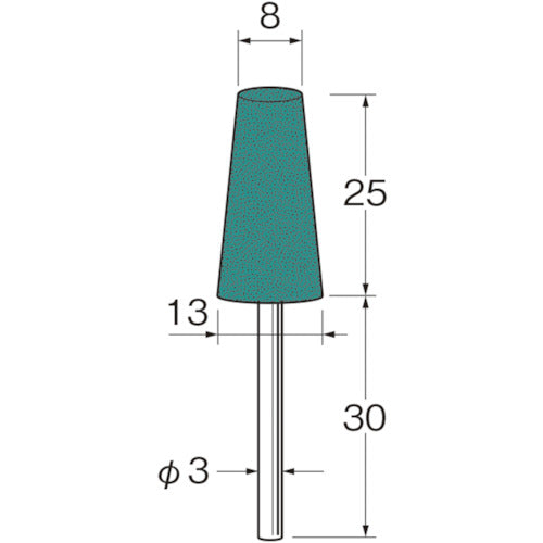 Router Green Carborundum Rubber Grindstone with Shaft Outer diameter (mm): 8 Grit (#): 220 R3333 1 bag